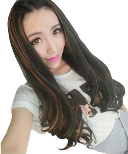 DAYISS® High Quality Women's Fashion Long Curly Wave 3/4 Full Hair Wigs Half Wig Hairpiece Black +Brown