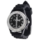 GENEVA PLATINUM 9520 Women's Rhinestone-accented Cross Silicone Watch