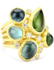 Julieli "Metaform" 18k Gold with Tourmaline and Diamond Bouquet Ring