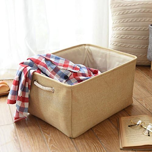 Jute Collapsible Storage Bin,HoDecor Storage Basket with Handles for Clothing / Toy (Large)