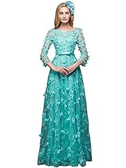 Polyester  Lace Cocktail Long Sleeves Evening Dress/Bridesmaid Dress/Wedding Party Dress/Maxi Dress  With Pearls