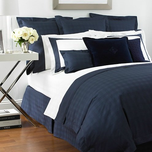Ralph Lauren Suite Glen Plaid King Duvet Comforter Cover Navy