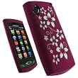 igadgitz Silikon Schutzh�lle H�lle Tasche Etui Skin Case in Pink Rosa mit Motif Blumen in Farbe Wei� f�r Samsung Wave S8500 Android Smartphone Handy + Display Schutzfolie