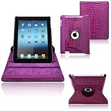 CrazyOnDigital Rotating Stand Leather Case with SLEEP AND WAKE Function for The New iPad 3rd Gen 2012 Model & Apple iPad 2 / iPad 3 3rd Generation Tablet AT&T Verizon 4G LTE (Purple)
