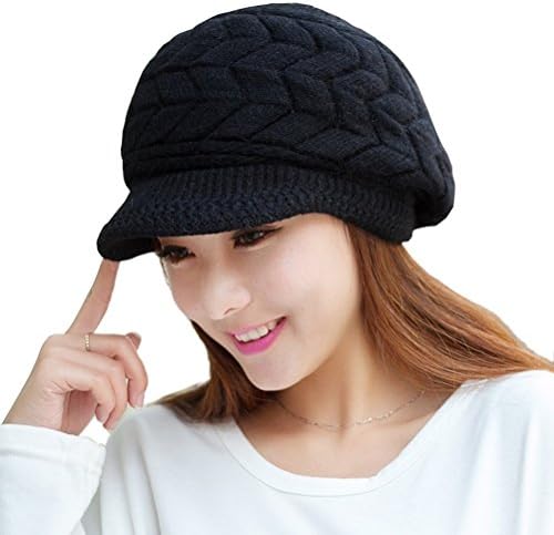 JOYHYWomen's Winter Warm Knit Hat Snow Ski Caps with Visor