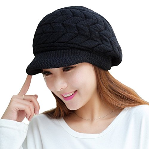 JOYHYWomen's Winter Warm Knit Hat Snow Ski Caps with Visor
