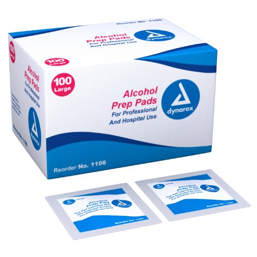 Dynarex Alcohol Prep Pad, Large, 100 ct, 10 pk