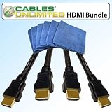 Cables Unlimited 6FT HDMI Cable 2-Piece Bundle With Ultra Absorbent Microfiber Cleaning Cloths 6 Pack