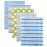 Luvable Friends Flannel Receiving Blankets, Blue, 5 Pack