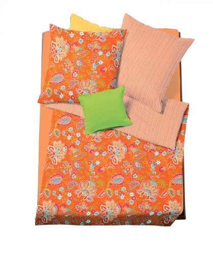 Fleuresse g-402406-0003-0100 z&uuml;rich Mako-Satin Bettw&auml;sche mit Rei&szlig;verschluss 135 x 200 + 80 x 80 cm s&uuml;&szlig;e aprikose