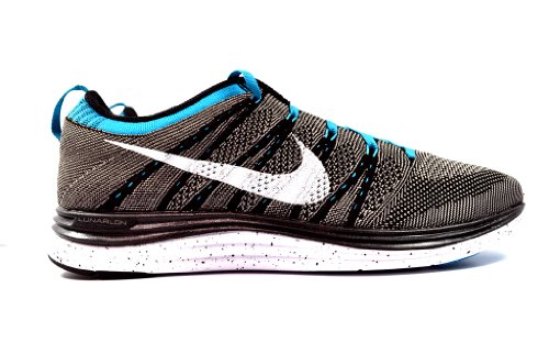 Nike Men's Flyknit Lunar1+ Running Shoes, Black-White-Grey
