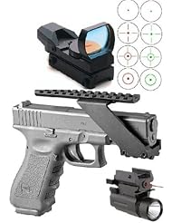 Sports: "Ultimate Arms Gear Tactical Combo Combination Package Kit Set Pistol Includes Aluminum Weaver Picatinny Top & Bottom Rail Pistol Gun Handgun Scope Mount + Tactical ""CQB"" Pistol Red-Green 4 Reticle Red Dot Open Reflex Sight/Scope + New Gen. Tactical Pistol Gun Compact QD LED Flashlight Light & Red Dot Laser Sight Combo With Weaver / Picatinny Base Rail Fits Taurus & Springfield Armory XDM 3.8 4.5 XD (4""&5"" Barrel) Pistols with Front Accessories Rail" - Ultimate Arms Gear