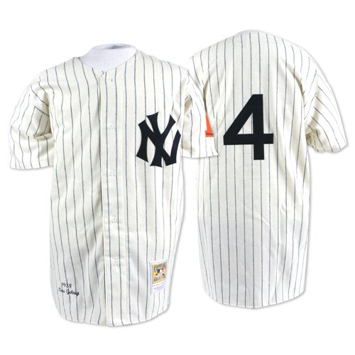 New York Yankees Authentic 1938 Lou Gehrig Home Jersey By Mitchell & Ness Size 52