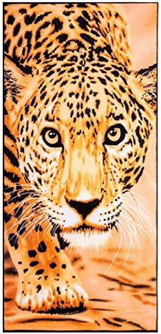 Microfiber Beach Towel Leopard Face Print 100% Polyester 28"x55"