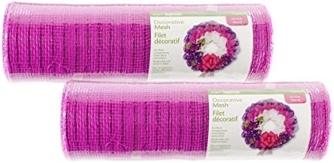 2 Pack Bold Pink FloraCraft® 10 inch by 10 Yards Decorative Mesh Netting Metallic Strands