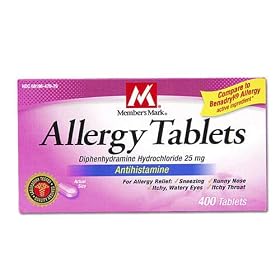 Diphenhydramine HCI 25 Mg Allergy Medicine and Antihistamine Compare to Active Ingredient of Benadryl® Allergy Generic - 400 Tablets