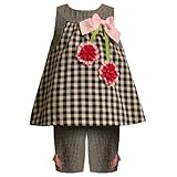 Bonnie Jean Baby/Infant 3M-9M 2-Piece BLACK WHITE GINGHAM CHECK SATIN ROSETTE Special Occasion Spring Summer Party Capri Outfit Set