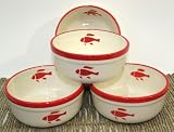 New England Fish House Chowder Bowls - RED- Set of 4