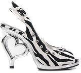 Heart Heels! Zebra Slide Sandals Chunky Buckles
