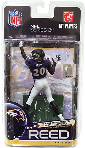 McFarlane Toys NFL Sports Picks Series 24 Action Figure Ed Reed (Baltimore Ravens) Purple Jersey Silver Collector Level Chase
