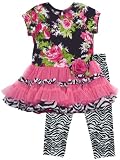Rare Editions Girls 2-6X Floral Zebra Tutu Legging Set