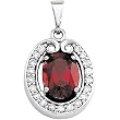 14K White Gold Mozambique Garnet and Diamond Pendant