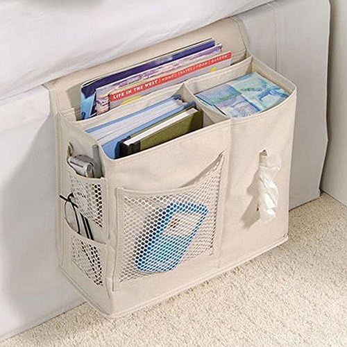 6 Pocket Bedside Storage, Cala Qute Mattress Book Remote Caddy (White)