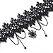 YAZILIND Lolita Black Braided Fabric Lace Choker Beads Tassel Chain Necklace 14in