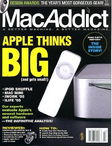 MacAddict March 2005 w/CD Mac Expo Report, iPod Shuffle, Mac Mini, iWork '05, iLife '05, Create Your Own iPod Game, Unlock Safari's Hidden Powers, Build Interactive Quicktime Movies, Launch Your Blog on the Web