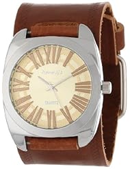 Nemesis Womens BHST098Y Brown Collection Retro Roman Leather Band Watch