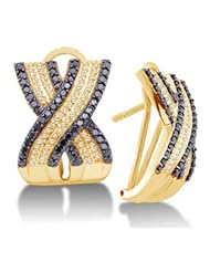 1.5 cttw 14k Yellow Gold Huggie Earrings Black Diamond Huggie Earrings (Real Diamonds: 1.5 cttw)