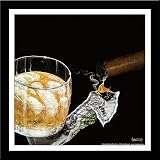 'MONEY TO BURN' Cigar Money art FRAMED/MATTED PRINT - Michael Godard 18x18