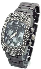 Geneva Elite Men's Grand Master Black Iced Out Lupah Watch Model 2401 B1
