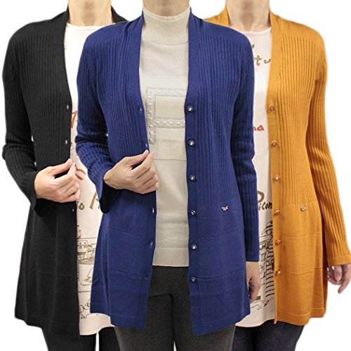 ピッコーネ スタジオ ピッコーネ STUDIO PICONE レディース カーディガン 長そで Vネック リブ編み ロング丈 オレンジ/ブラック(黒) サイズ：38(M/9号)/40(L/11号) (pico-w16aw13s)