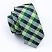 Barry.Wang Plaid Ties Check Mens Necktie Set with Handkerchief Cufflinks Classic Stripe Green Grey
