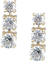 14K Yellow Gold Three-Stone Diamond Earrings - 2.00 Ct. -- LIFETIME WARRANTY