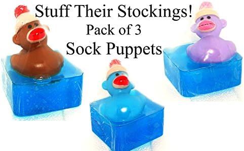 Kid's Bath Time Favorites Sock Puppet Monkey Soap, Set of 3, The Salt Baron Soap