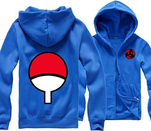 MINID Naruto Uchiha sasuke skunk kakashi Syaringan hoody zipper hooded fleece (KKL82)- 3Xlarge blue