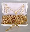 Wedding Lasso Rosary - Simulated Pearl Beads - Two Separate Loops - Deluxe Box Included