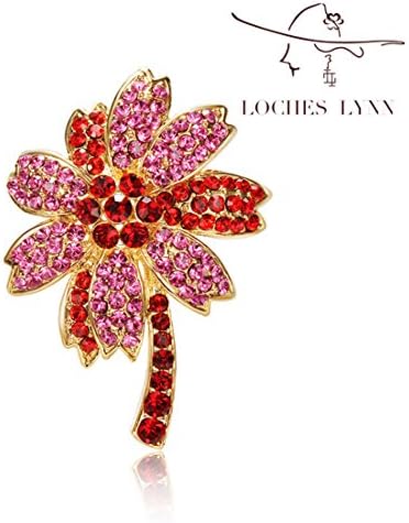Loches Lynn Pink petals Fashion Brooch Pendant STELLUX Elements AUSTRIAN CRYSTALS (B-10525G)