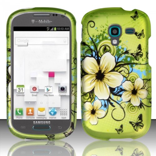 Samsung Galaxy Exhibit T599 Rubberized Design Hard Cover (Hawaiian Flowers)