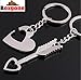 2 Pairs E-tech Couple Keychain Lover Heart Cute Jewelry Keychain Key Ring