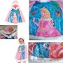 DISNEY STORE PRINCESS AURORA SLEEPING BEAUTY JACKET PONCHO CAPE Hooded Fleece Faux Fur Girls