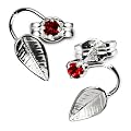 SilberDream Ohrstecker Zirkonia rot mit stylischem Blatt aus 925 Silber, Damen Ohrring SDO531R