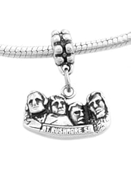 Sterling Silver Cut Out Mount Rushmore Dangle Bead Charm