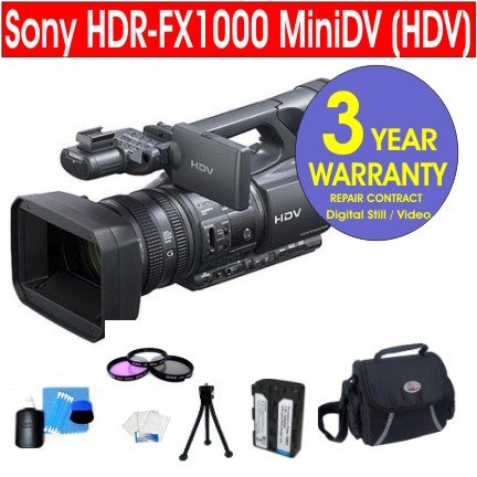 Sony HDR-FX1000 HD MiniDV HDV Handycam&uml; + Multi-Coated Glass UV Filter + Multi-Coated Glass Polarizer Filter + Deluxe Padded Camcorder Bag + + 6 Piece Accessory Kit + 3 Year Warranty Repair Contract