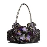 Unique Feather Handbag with Stones & Studs - Purple