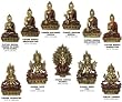 Nepali Set of 11 Deity Statues, Gold and Red