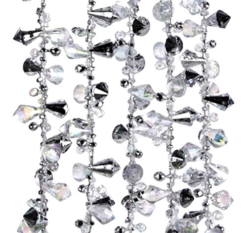 Kurt Adler Iridescent Silver Large Twinkle Ice Double Twist Bead Garland, Set of 2