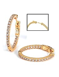 Sterling Silver Gold Plated CZ Hoop Earrings - DCE-38Y
